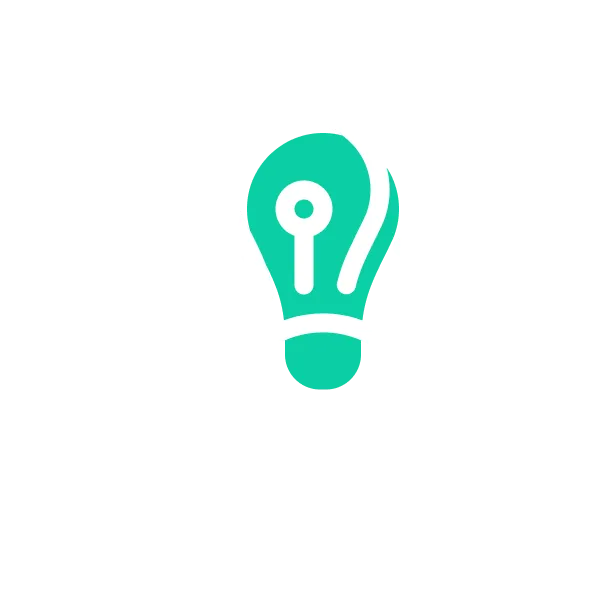 Graphic of a teal light bulb with white outlines surrounded by two upward arrows signifying growth or progress.